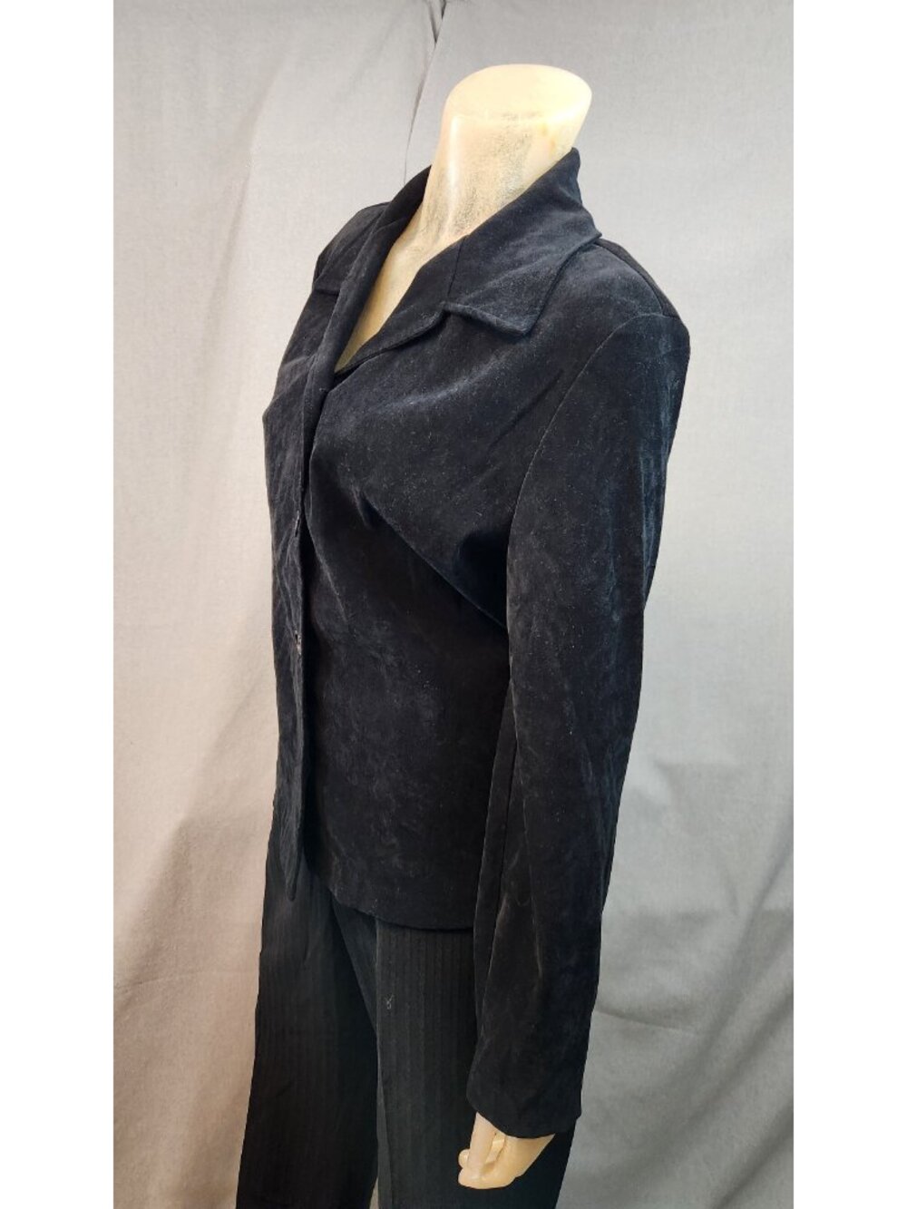 Vintage Briggs Solid Black Long Slv 5 Button Blazer Jacket Top WOMENS MEDIUM USA - Picture 5 of 6